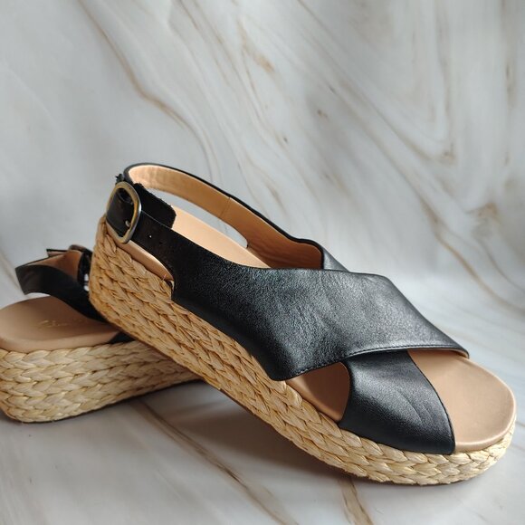 Women's Black Kimmie Espadrille Sling Back Sandals size 8 - Picture 1 of 3